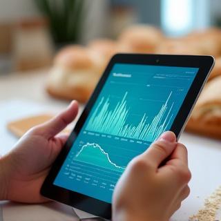 タブレットに表示されたデータグラフ