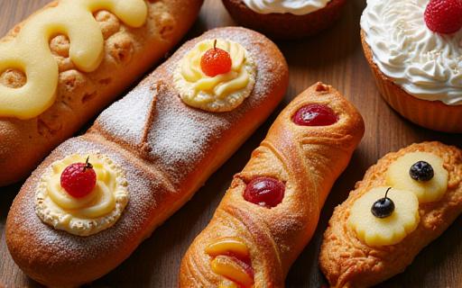 美しく陳列された様々な焼き菓子